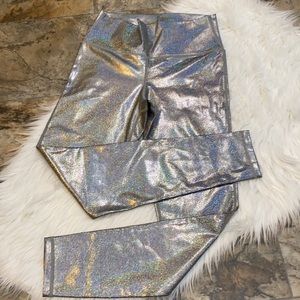 Silver Metallic Leggings - Sm.